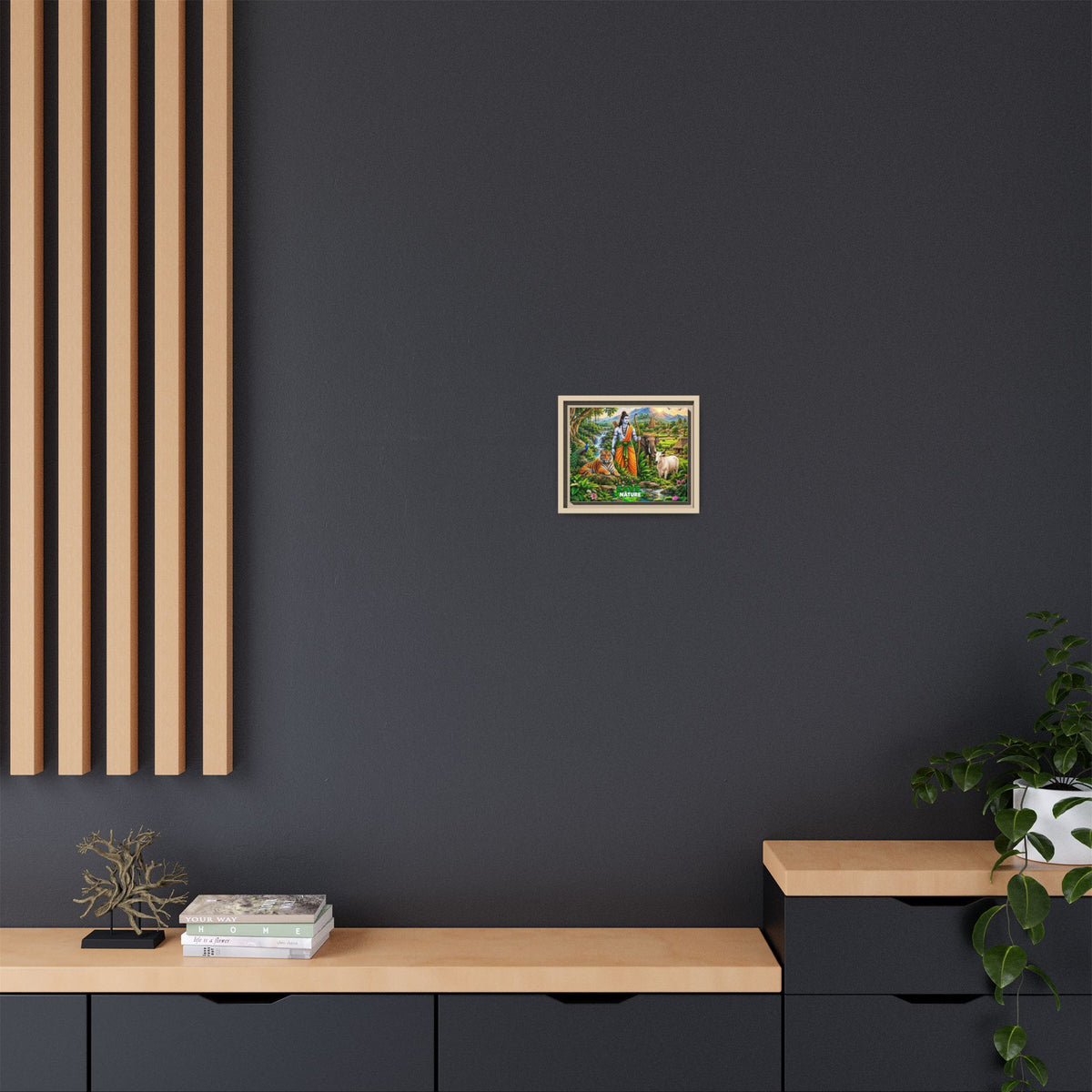 Framed Canvas Art — 'Save Nature' Lord Rama & Wildlife Landscape