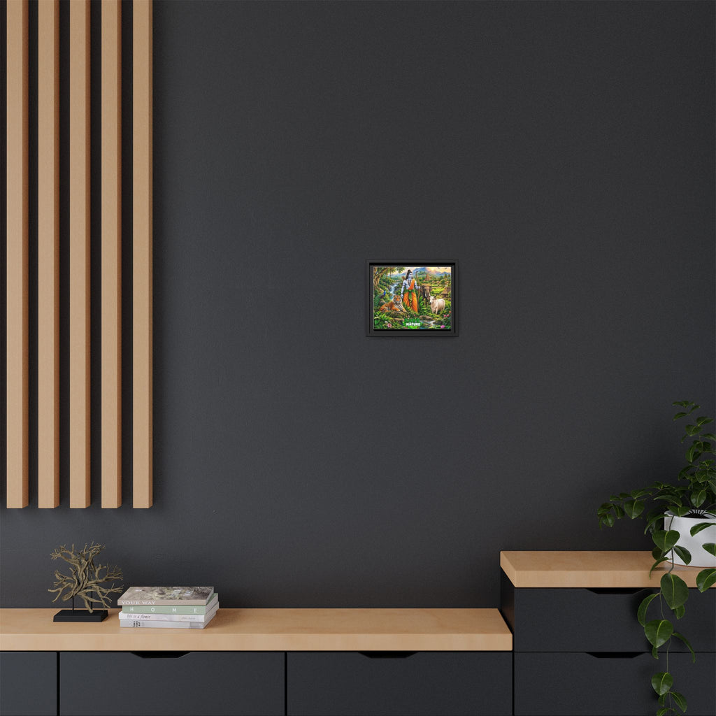 Framed Canvas Art — 'Save Nature' Lord Rama & Wildlife Landscape