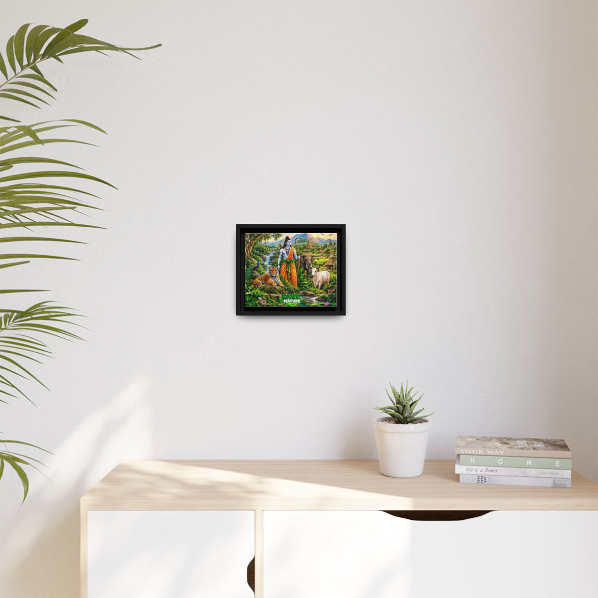 Framed Canvas Art — 'Save Nature' Lord Rama & Wildlife Landscape