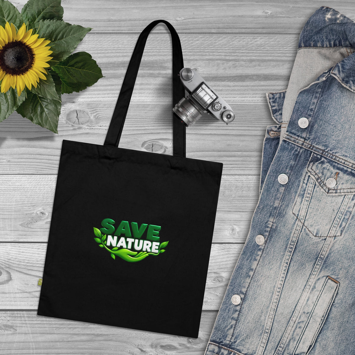 Save Nature Organic Cotton Tote Bag — Eco-Friendly Reusable Shopper