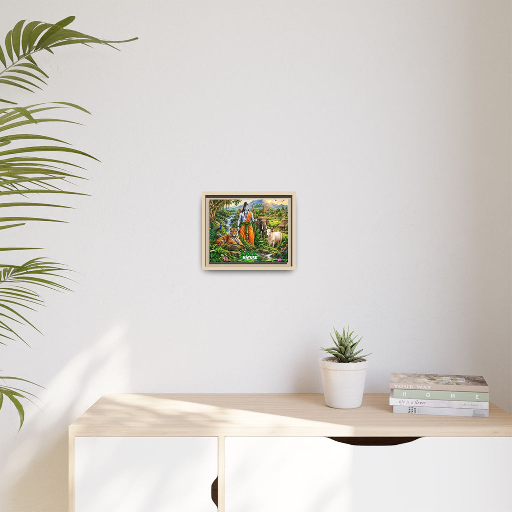 Framed Canvas Art — 'Save Nature' Lord Rama & Wildlife Landscape